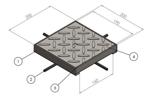 Tapa Camara Ch. Antideslizante 20 X 20cm Galvanizada Ed-tp200g