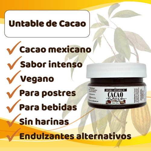 Untable De Cacao - Chocolate Semi Amargo Untable 110g
