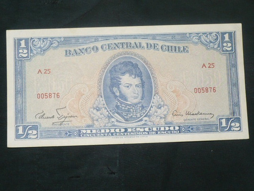 Billete De Chile De 1/2 Escudo