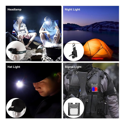 Luz Casco Duro, Linterna Frontal Led Recargable, Clip G...