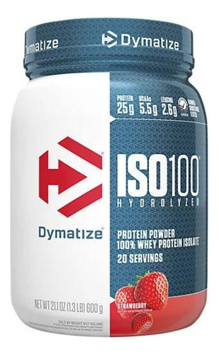 Proteina Iso 100 Dymatize Hidrolizada 600g 20 Servicios Sabor Strawberry