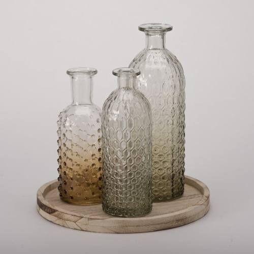 Set 3 Botellas Con Base De Madera - Café, Transparente Këssa