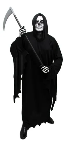 comprar Fantasia Da Morte Túnica Pânico Com Capuz + Foice Halloween
