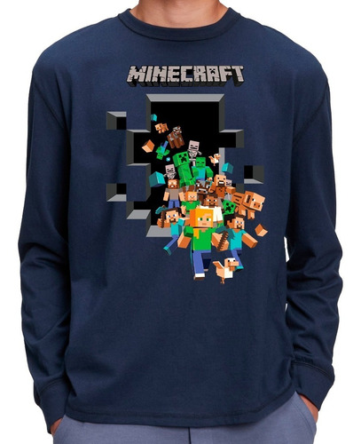 Camiseta Remera Manga Larga De Minecraft 3 Hermosos Diseños
