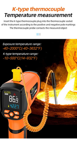 Termómetro Infrarrojo Termopar Tipo K Industrial Ir05a