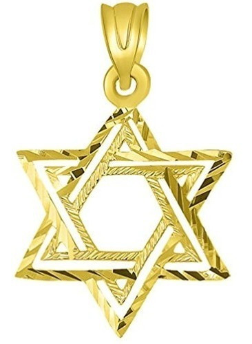 Colgante De Estrella De David Hebrea Texturizada De Oro Amar