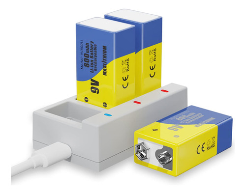 Maxlithium Bateras Recargables De 9 V, Capacidad De Batera D