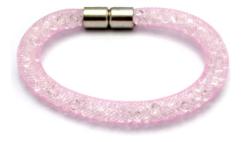 Pulsera Red Y Strass Rosa - Imantada 22cm Y Acero Quirúrgico