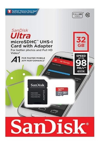Memoria Micro Sd 32 Gb Clase 10 Micro Sd Sandisk Ultra