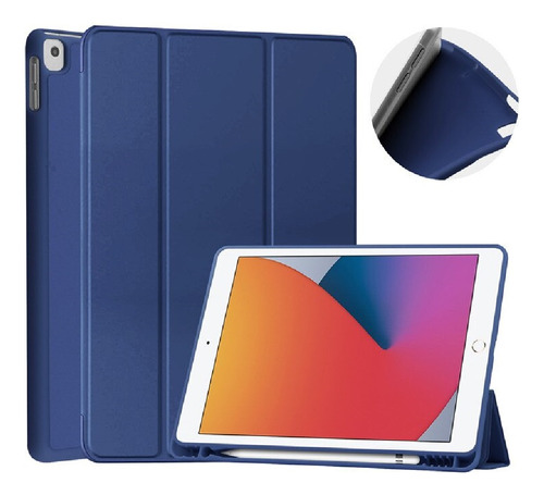 Funda De Lenovo M10 2da Gen Imantada Con Portalápiz Azul