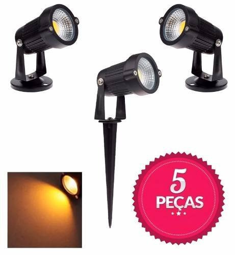 Refletor LED Genérica Espeto de Jardim 3W com luz branco-quente e carcaça preto 110V/220V