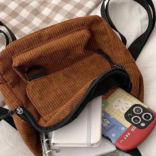 Y Mochila Mini De Pana Vintage De Color Sólido Para Mujer