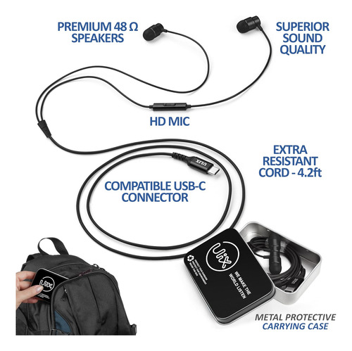 Audifonos Ulix Con Microfono, Usb-c, Cable Antienriedo, 1...