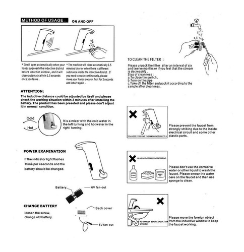 Sensor Infrarrojo Automático Fregadero Grifo Lavamanos
