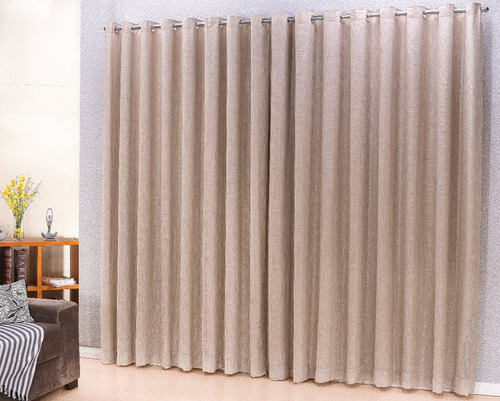 Cortina Gaze De Linho Com Forro 4,00x2,50 Trilho Suiço Duplo