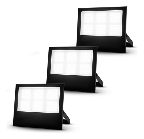 Kit 3 Refletor Led 300w 6500k Branco Frio Ip65 A Prova D'água Preto Cod: Alut010041-3 Alut By Avant