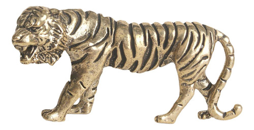 Estatuilla De Tigre De Cobre, Obra De Arte En Miniatura Para