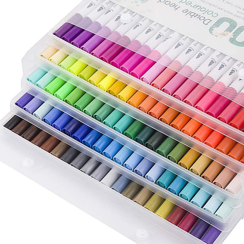 100 Colores Acuarela Doble Punta Pincel Rotulador Conjunto
