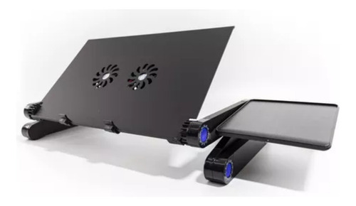 Mesa Notebook Cama Dobrável Cooler Mouse Pad Suporte Sofá Cor Preto