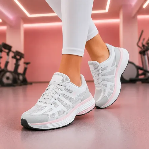 Tênis Unissex Treino Academia Sola Eva Mesh Respirável Cinza/rosa 37 Br