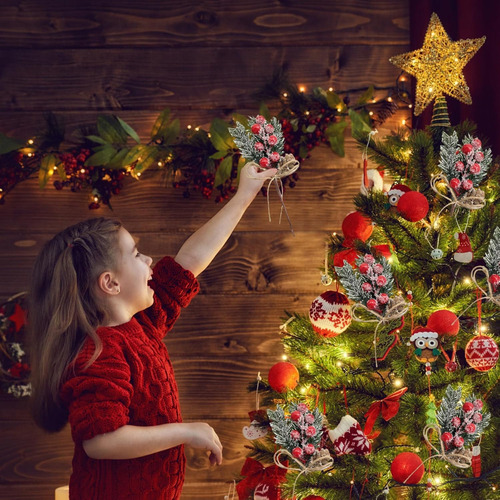 10 Piezas De Adornos Navideños De Bayas De Pino,conos De