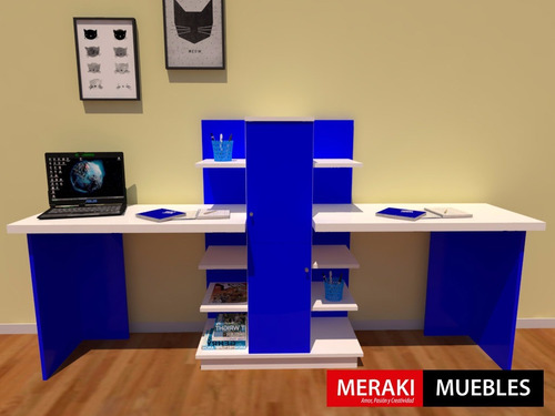 Escritorio Juvenil Doble Biblioteca Organizador Moderno