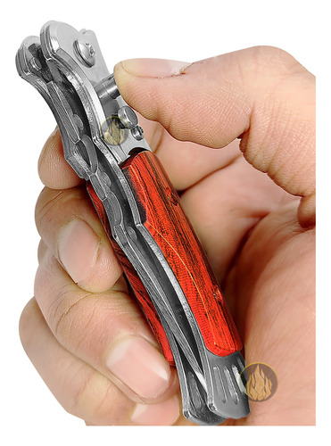 Navaja Cuchillo Automática Apertura De Botón Táctica Madera