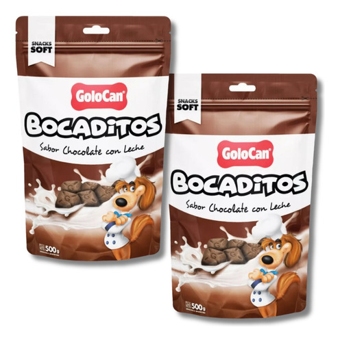 Golosinas Perros Golocan Bocaditos Chocolate 500g 2 Bolsas