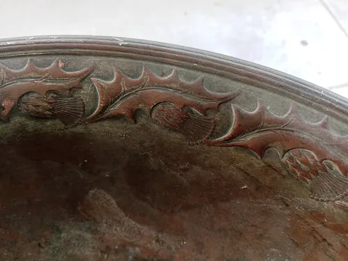 comprar Antigua Palangana De Jofaina En Bronce Labrado 40,1cm Diam.