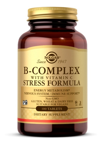 Solgar Complejo B Complex Con Vitamina C Stress Form 100tabs Sabor Neutro