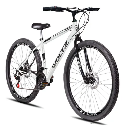 Bicicleta Aro 29 Woltz LTZ 21 Marchas Freios Mecânicos Branca Quadro 17