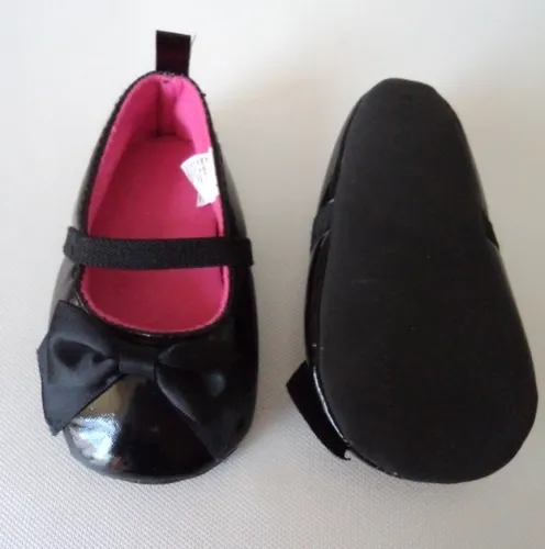 Zapatos Negros Para Beb Tipo Charol Con Mo o Talla 11 Z78