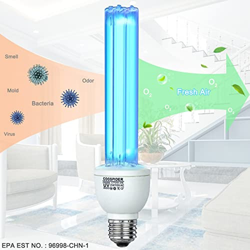 Lámpara Germicida Uv Coospider Con Ozono, Bombilla Uvc De 25