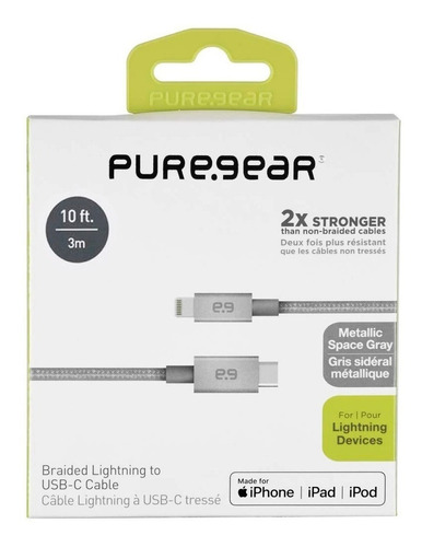 Puregear Cable 87w Mfi 3m Tipo C For iPhone 12 Pro Max Mini