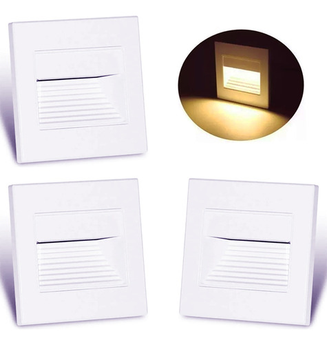 3pcs Lamparas Led Pared Cortesía Con Sensor, Empotrable Foco