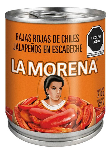 Rajas Rojas La Morena Chile Jalapeño En Escabeche 210 G