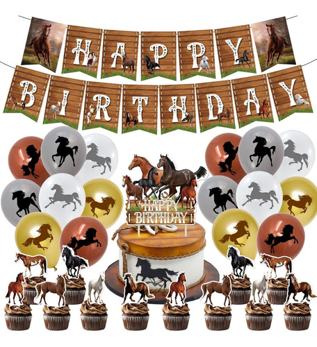 Pancarta Decorativa Para Fiesta De Cumpleaños De Caballo, Pa