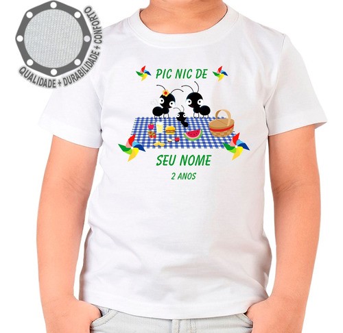 Camiseta Pic Nic Cata-vento Formiguinhas Adulto E Infantil