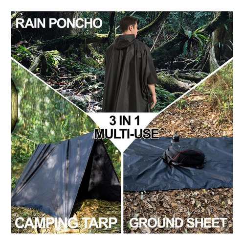 Capa De Lluvia Militar Impermeable 3 En 1 Con Capucha For