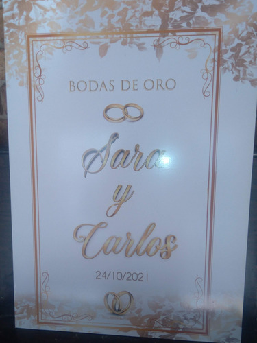 Imagen 5 de 8 de Cartel Bodas De Madera 70 X 50 Cm Con Atril Incluido