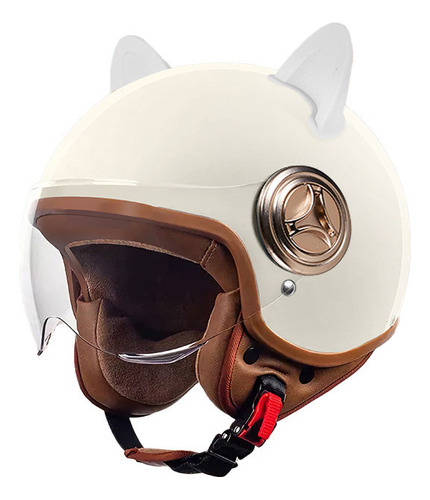 Casco De Moto Cat's Ear, Protección Contra Caídas, Blanco Ma