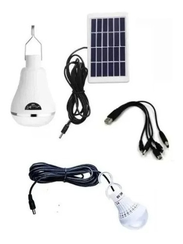 Kit Ampolleta Led Camping 10w Solar Con Panel 7 Horas De Luz