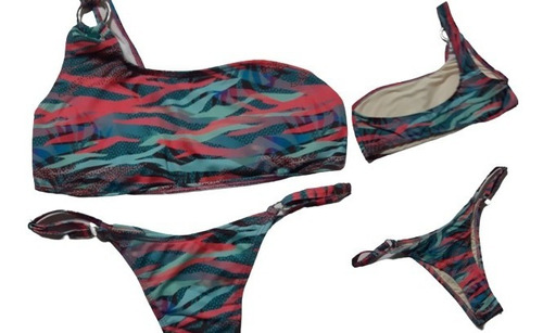 Bikini Top Un Solo Hombro / Less Regulable Estampada