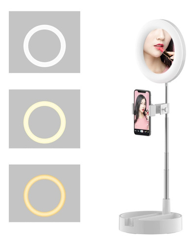 Anillo Aro Luz Led 16cm Espejo Maquillaje + Soporte Celular