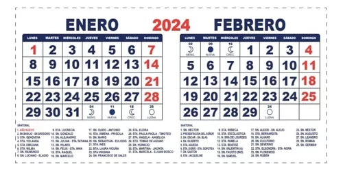 Calendario Bimensual 2024 20x10 Con Feriados Lunas Y Santos Cuotas Sin Interés 3984
