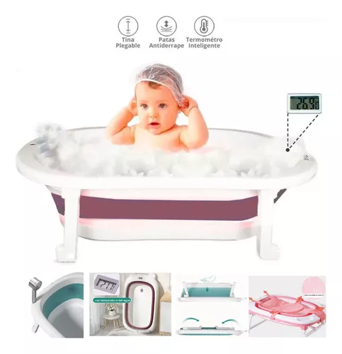 Bañera Bebe Plegable Con Tapon Y Patas