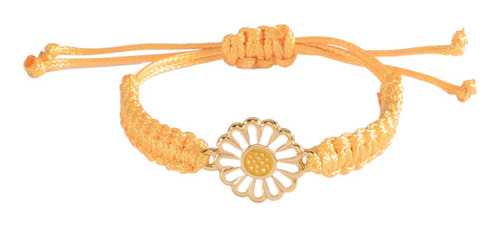 Pulsera Ajustable Para Niña Hilo Encerado Flor Blanca