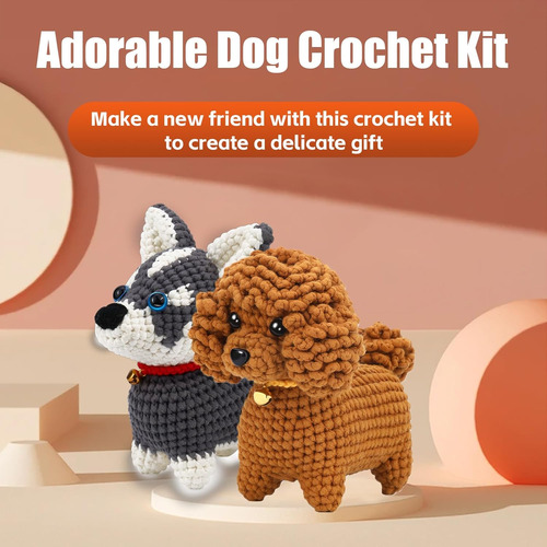 Kit De Crochet Para Hacer 2 Perros Incluye Tutorial Y Materi