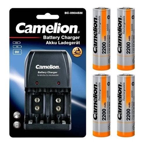 Cargador Con 4 Pilas Recargables Camelion De 2200mah