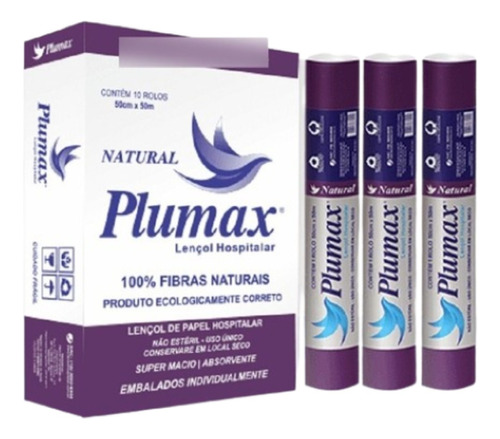 Papel Lençol Natural 50x50 C/ 10 Rolos  - Plumax